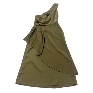 Sachin & Babi Evangeline Draped One-shoulder Midi Dress Olive Size 6